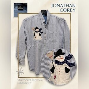 VTG Jonathan Corey Snowman Striped Button Down - XXL